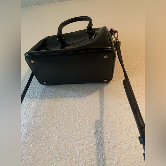 Calvin Klein Black Ashley Black Mini Satchel Purse Hand Bag Duffel Embossed Logo - Picture 5 of 10
